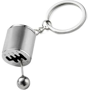 1 PC Car Manual Shifter Gear Model Key Chain, Universal Metal Mini Fingertip Toy Pendant Keyring (Blue & Silver)