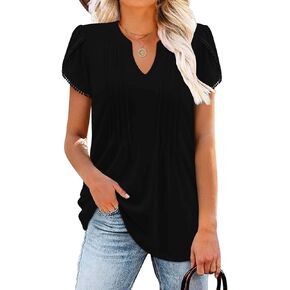 BETTE BOUTIK ملابس علوية نسائية صيفية مطوي بأكمام قصيرة تونك بلوزات بأكمام قصيرة وقمصان S-3XL