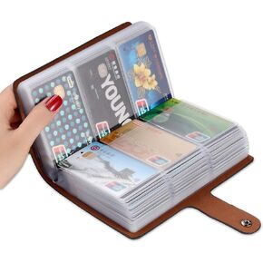 RFID Credit Card Holder, Large Business Card Organizer, Leather Business Card Case with 96 Card Slots, Credit Card Protector for Keeping Cards Organized and Preventing Loss and Damage (Black)