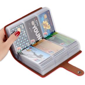 حامل بطاقات الائتمان RFID، منظم بطاقات العمل الكبير، حافظة بطاقات العمل الجلدية مع 96 فتحة للبطاقات، واقي بطاقة الائتمان للحفاظ على البطاقات منظمة ومنع الخسارة والتلف (أسود)