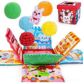 beetoy Sensory Activity Cube, Montessori Infant Toys with Textured Sensory Balls, Early Learning Travel Toys for Fine Motor Skills, Perfect Newborn Boy and Girl Gift