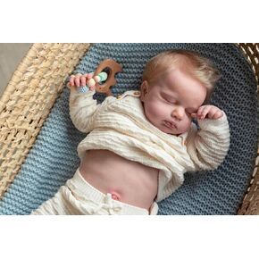 Anano Reborn Baby Dolls Closed Eyes LOULOU 20 inches Waterproof Anatomically Correct Full Body Baby Doll Boy with Hand Rooted Hair for Kids Ages 3+