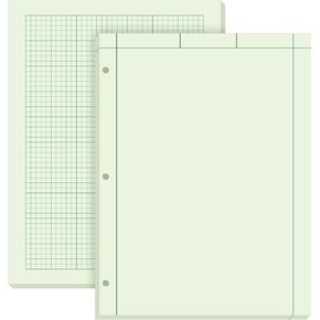 Seajan 5 Pcs Engineering Computation Pad Engineer Pad 8.5 x 11 Inches Engineering Notebook Graph Paper Notebook, 5 Squares Per Inch Evidence Engineering Pad, 100 Sheets/Pack (Green)
