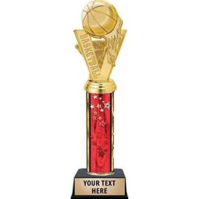 Basketball Fireball Trophies - Red Stars Basketball Fireball Trophy Award with Customized Engraving Prime
