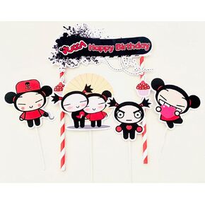 Happy Birthday Pucca Themed Cake Topper