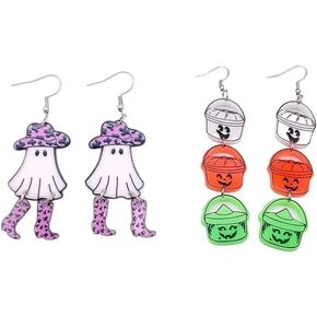 2 أزواج من أقراط الهالوين من الأكريليك اللطيف الكرتوني المضحك شبح اليقطين أقراط متدلية للنساء والفتيات أزياء العطلات والمجوهرات هدية للحفلات in Kuwait