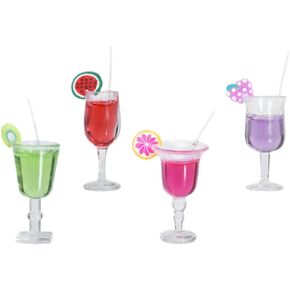 PRETYZOOM 16 Pieces Cocktai Model Dollhouse Dollhouse Wine Bottles Cups Miniature Drink Juice Bottle Mini Red Wine Bottles for Dollhouse Decors, 1.37 x 0.39 Inch