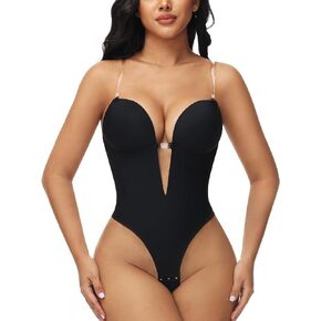 SHAPSHE Backless Strapless Shapewear Low Back Bra Body Shaper Deep V Neck Bodysuit Seamless Thong for Party Wedding Dress