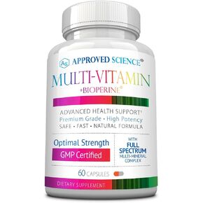 Approved Science Multi-Vitamin - with Full-Spectrum B-Vitamins, Green Tea, Lutein, Lycopene, Zeaxanthin, BioPerine - 60 Capsules - 1 Month Supply