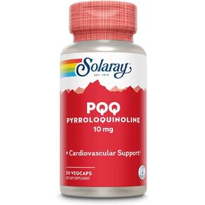SOLARAY PQQ 10 mg, Pyrroloquinoline Quinone Supplement, Cellular, Heart & Cognitive Function Support, 30 VegCaps