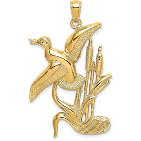 Avariah 14K Yellow Gold Duck Flying From Willow Charm - 44.1mm