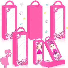 JeVenis 12 PCS Let's Go Party Supplies Pink Candy Boxes Let's Go Party Present Box Treat Bags Goodie Bags for Girl Birthday Party Bridal Shower