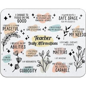 Boho Teacher Daily Affirmations Inspirational Quotes Mousepad 9.5×7.9 Inch Non-Slip Rubber Base Square Mouse Pads for Computers Laptop Office Home Dorm Desk Decor,Teacher Gifts