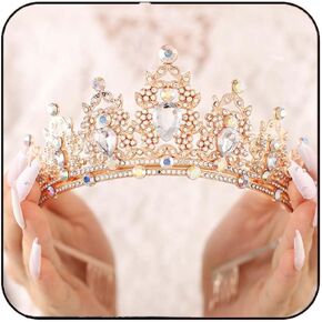 Yean Baroque Crowns Crystal Tiara with Comb Wedding Bride Headband for Women and Girls