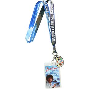 Bob Ross Lanyard Happy Accidents with Painting Charm and ID Holder