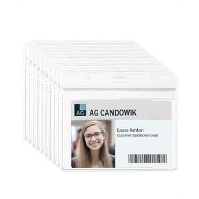 Clear Plastic ID Badge Holder, Top Load with Zip Closure to Hold 2.25 x 3.5 Inch ID Card, Commonly Used at Workplaces(2.25 x 3.5 Vertical 100Pack)