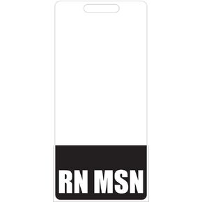 RN MSN Badge Buddy (Purple) - Vertical Heavy Duty Badge Tags for Nurses with a Master's Degree - Double Sided Badge Identification Card