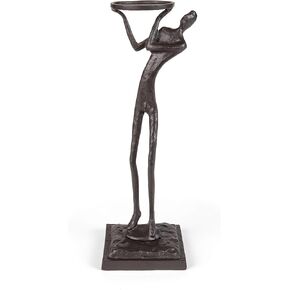 Danya B. Weight of The World Cast Iron Male Figure Candle Holder - Decorative Cast Iron Figurine Candle-Holder for Ball or Pillar Candles - Abstract Metal Art Shelf Decor - Brown