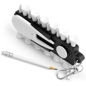3-in-1 Golf Tee Holder for Bag, Golf Tee Carrier with 12 Tees 1 Golf Divot Repair Tool 1 Marking Pencil Keychain Golf Accessory Premium Golf Gift Set