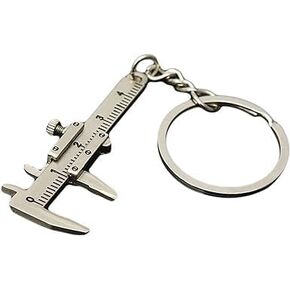 1Pc Silver Fashion Mini Vernier Caliper Keychain Zinc Alloy 3D Movable Precision Miniature Pocket Vernier Caliper Keyring, Car Keychain, Calipers in Saudi Arabia