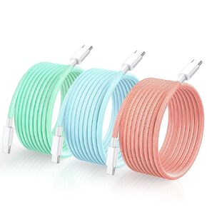 Durcord USB C Cable, 60W 3Pack 6ft for USB C to USB C Cable Fast Charger for Android/Phone/Pad/Laptop, Type C to Type C Charging Cord Compatible with iPhone 15/Samsung/MacBook/Pro/Plus/Max Multicolor