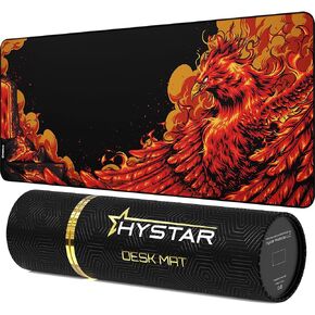 Hystar Extended Gaming Mouse Pad | XXXL 45" x 20" | 5mm Thick, Waterproof Surface, Smooth Polyester Fabric, and Natural Rubber Base | Mythic Phoenix