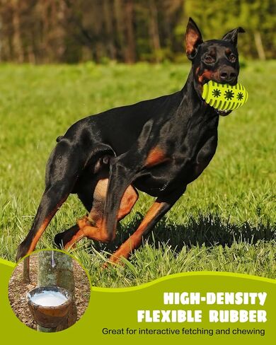 SCHITEC Dog Chew Toy, Interactive Treat Dispenser Puzzle Toys Bully Stick Holder for Medium Large Dogs, Tough Rubber Teething Enrichment Dog Ball in Saudi Arabia