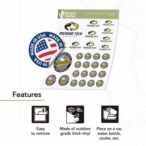 Desert Cactus Michigan Technological University Sticker Huskies MTU Stickers Vinyl Decals Laptop Water Bottle Car Scrapbook T1 (Type 1-1) in Saudi Arabia