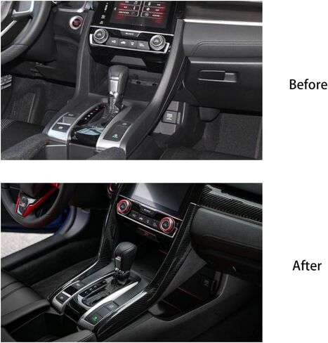 غطاء وحدات التحكم المركزية من Thenice للجيل العاشر من Civic ABS من ألياف الكربون ولوحة تروس الحبوب وزخارف لسيارة Honda Civic Sedan Hatchback Coupe Type R 2021 2020 2019 2018 2017 2016 in Kuwait