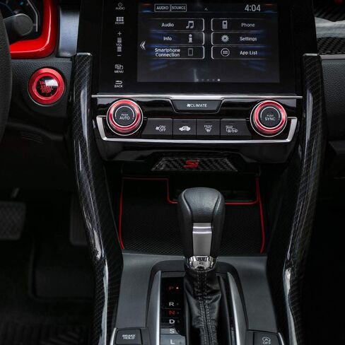 غطاء وحدات التحكم المركزية من Thenice للجيل العاشر من Civic ABS من ألياف الكربون ولوحة تروس الحبوب وزخارف لسيارة Honda Civic Sedan Hatchback Coupe Type R 2021 2020 2019 2018 2017 2016 in Kuwait