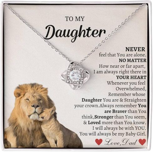 IPINK-إلى قلادة ابنتي من أبي مع رسالة صادقة وصندوق أنيق، هدايا الأب والابنة من الأب، هدية عيد ميلاد للابنة البالغة، قلادة الأب والابنة، هدايا الأب والابنة لابنتي in Kuwait