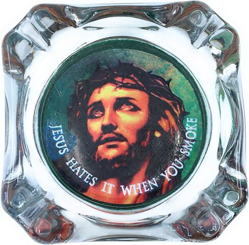 JESUS HATES IT WHEN YOU SMOKE Ashtray, Glass, Standard Ashtray Size 3.75 x 3.75 inches in Saudi Arabia