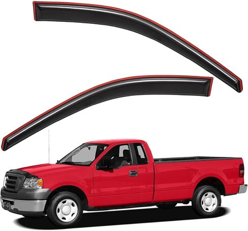 Lightronic WV192805 in-Channel Side Window Deflectors Visors Vent Rain Guards, Dark Smoke, 2-Pieces Set, Fits 2004-2008 Ford F-150 Regular Cab (EXCLUDES 2004 HERITAGE) in Saudi Arabia