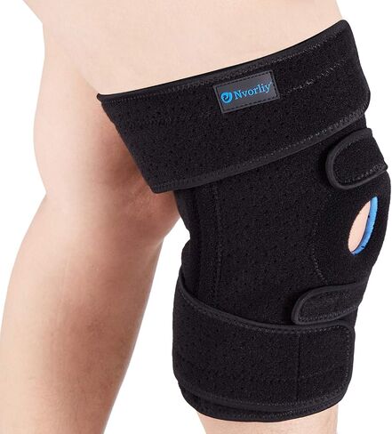 دعامة ركبة Nvorliy للنساء مقاس كبير لألم الركبة (XL-8XL) - دعامة ركبة كبيرة جدًا مع مثبتات جانبية لالتهاب المفاصل، تمزق الغضروف المفصلي، تخفيف آلام الركبة، ACL، LCL، MCL (3XL/4XL، أسود) in Kuwait