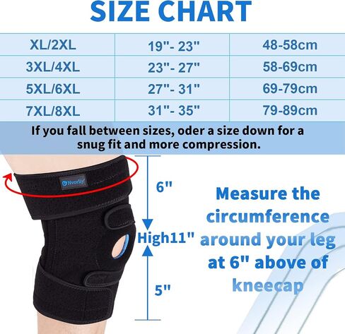 دعامة ركبة Nvorliy للنساء مقاس كبير لألم الركبة (XL-8XL) - دعامة ركبة كبيرة جدًا مع مثبتات جانبية لالتهاب المفاصل، تمزق الغضروف المفصلي، تخفيف آلام الركبة، ACL، LCL، MCL (3XL/4XL، أسود) in Kuwait