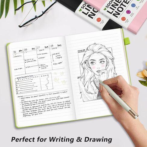 Lined Journal Notebook with Pen Loop, Hardcover Leather Notebooks for Work, 100Gsm Premium Thick Paper with Inner Pocket, Stickers, A5, 5.7 x 8.3 inches(Light Blue, Ruled) in Saudi Arabia