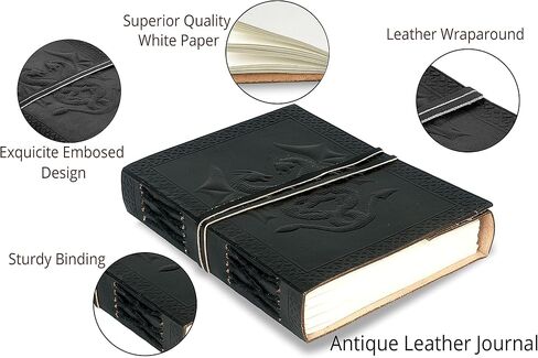 Handmade Vintage Leather Double Dragon Bound Journal Notebook Diary Sketchbook Travel Office Thought Blank Book Best Gift for Men & Women (Black, 75") in Saudi Arabia