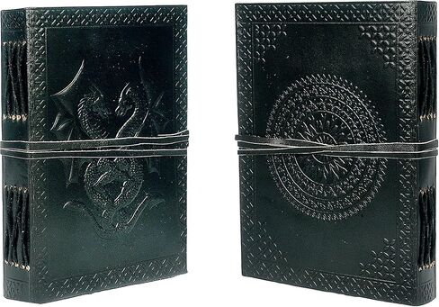 Handmade Vintage Leather Double Dragon Bound Journal Notebook Diary Sketchbook Travel Office Thought Blank Book Best Gift for Men & Women (Black, 75") in Saudi Arabia