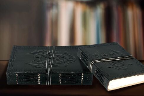 Handmade Vintage Leather Double Dragon Bound Journal Notebook Diary Sketchbook Travel Office Thought Blank Book Best Gift for Men & Women (Black, 75") in Saudi Arabia