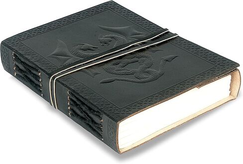 Handmade Vintage Leather Double Dragon Bound Journal Notebook Diary Sketchbook Travel Office Thought Blank Book Best Gift for Men & Women (Black, 75") in Saudi Arabia