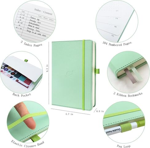 Y&I Bullet Dotted Journal Kit, A5 Hardcover Dotted Journal Notebook with 184 Numbered Pages, 120GSM Thick Paper, Stencils Stickers Pens Washi Tapes, Dotted Journaling Kit for Beginners (Brown) in Saudi Arabia