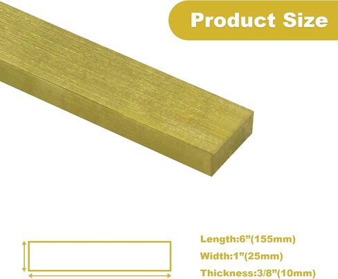 مخزون شريط نحاسي مسطح 3/8 بوصة (.375 بوصة) × 1 بوصة × 6 بوصة معدن مستطيل مبثوق C360 - قطعة واحدة in Kuwait