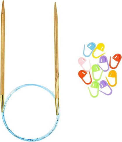 Addi Olive Wood 24 بوصة (60 سم) US 06 (4.0 مم) إبرة حياكة دائرية، خفيفة الوزن، ملمس دافئ، أطراف قياسية، وصلات ناعمة، حزمة حبل أزرق مرن مع 10 أقلام تحديد لخياطة Artsiga Crafts in Saudi Arabia