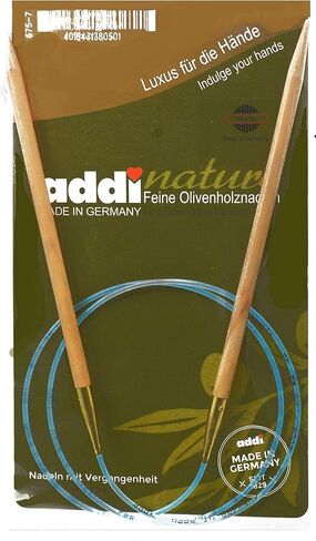 Addi Olive Wood 24 بوصة (60 سم) US 06 (4.0 مم) إبرة حياكة دائرية، خفيفة الوزن، ملمس دافئ، أطراف قياسية، وصلات ناعمة، حزمة حبل أزرق مرن مع 10 أقلام تحديد لخياطة Artsiga Crafts in Saudi Arabia