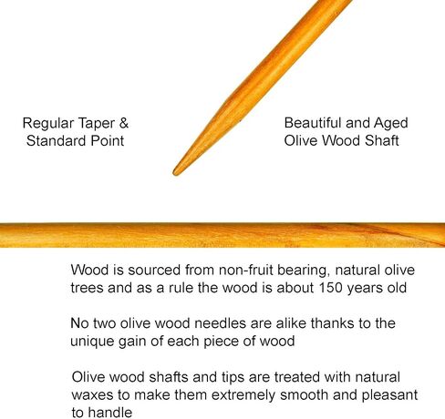 Addi Olive Wood 24 بوصة (60 سم) US 06 (4.0 مم) إبرة حياكة دائرية، خفيفة الوزن، ملمس دافئ، أطراف قياسية، وصلات ناعمة، حزمة حبل أزرق مرن مع 10 أقلام تحديد لخياطة Artsiga Crafts in Saudi Arabia