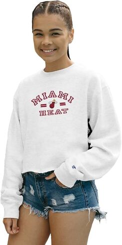 Blue 84 Women's NBA Officially Licensed Cropped Crewneck Sweatshirt Classic White in Saudi Arabia
