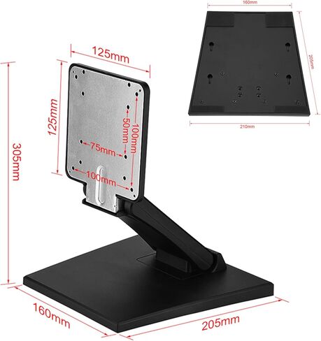 حامل دعامة شاشة، حامل شاشة LCD LED قابل للتعديل مقاس 10-24 بوصة شاشة تلفزيون مسطحة قابلة للطي حامل شاشة معدني على المكتب يدعم VESA متوافق مع 75 × 75 مم 100 × 100 مم in Saudi Arabia