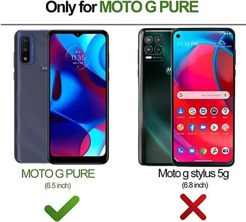 for Moto G Pure/Moto G Power 2022 Case, Wallet Case with Card Holder, PU Leather Card Slot Holder Kickstand Case, with Square Rivet Shockproof Protective Phone Case (Black) in Saudi Arabia