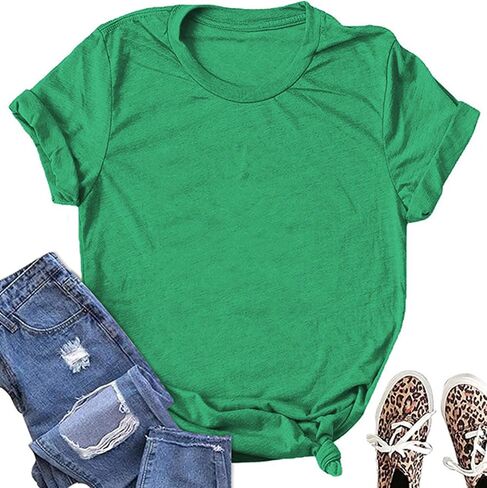 Women's Solid Color T-Shirt Casual Summer Short Sleeve Crewneck Loose Casual Basic Tee Tops Blouse in Saudi Arabia