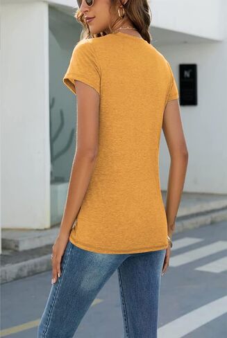 Women's Solid Color T-Shirt Casual Summer Short Sleeve Crewneck Loose Casual Basic Tee Tops Blouse in Saudi Arabia